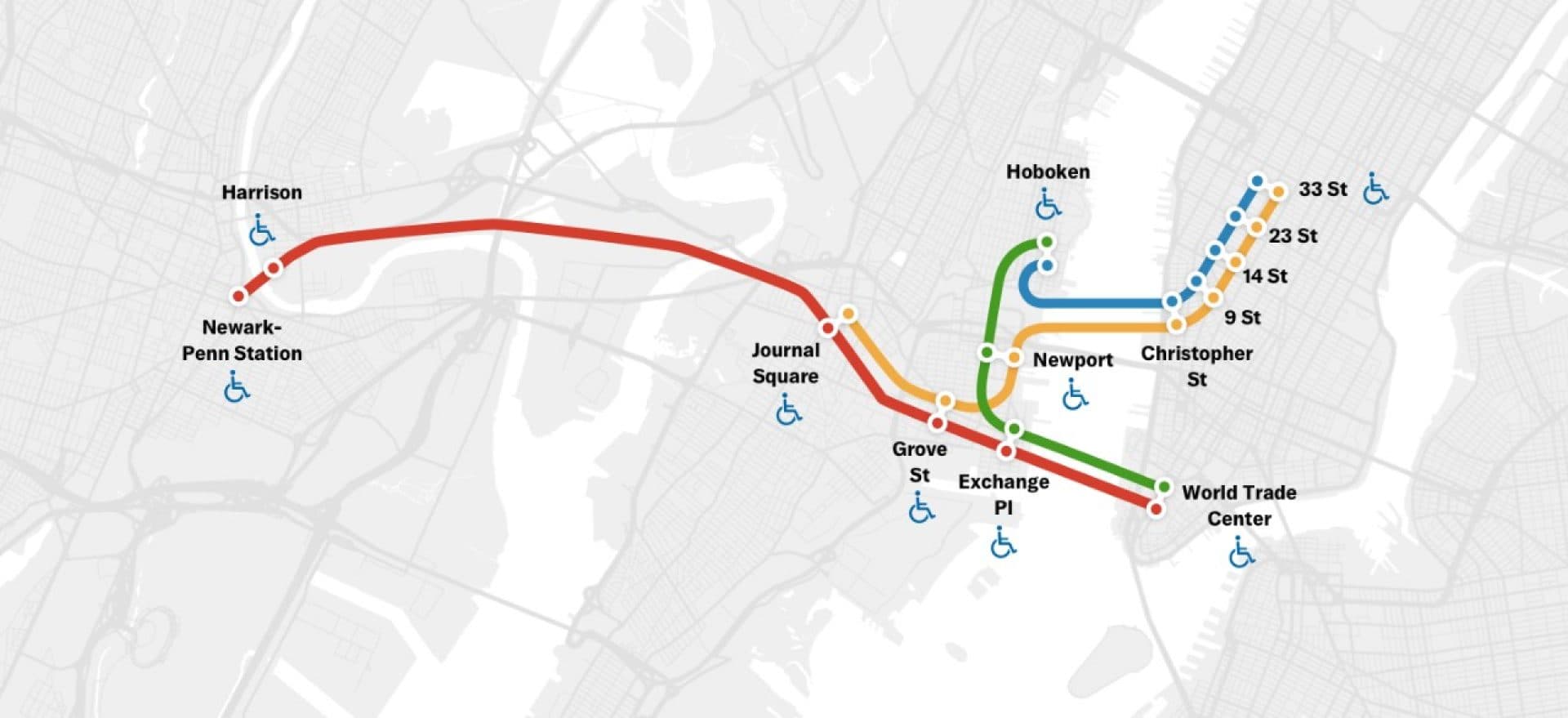 PATH Weekdays service map